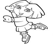 Printable dora explorer ice skating coloring pages